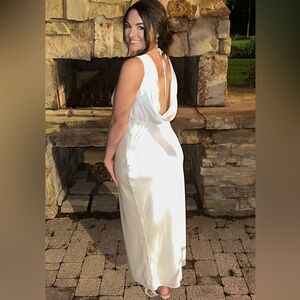 Elegant White Satin Gown